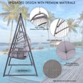 thumbnail image 4 of Rattan Egg Swing Chair with Stand & Cushion Set, Heavy Duty Hanging Stand with Wicker Hammock Egg Chair for Indoor Outdoor Patio Yard Garden (Grey), 4 of 7