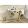 thumbnail image 4 of Kingston Brass LMS30M87ST Dreyden 30" Carrara Marble Console Sink with Stainless Steel Legs (8-Inch, 3-Hole), Carrara Marble White/Brushed Brass, 4 of 8