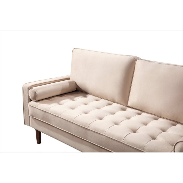 Uspridefurniture Hazen 69.7'' Velvet Square Arm Sofa, Beige