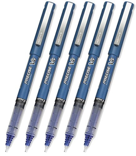 Pilot Precise V5 Stick Rolling Ball Pens, Extra Fine Point, Blue 5-PACK(35335)