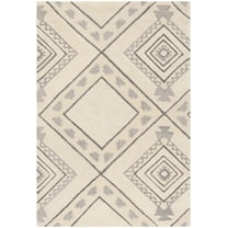 SAFAVIEH Casablanca Crispin Geometric Shag Area Rug, Ivory/Grey, 5' x 8'