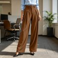 thumbnail image 6 of Achuyrbd Women's High Waisted Wide Leg Pants Button Front with Pockets Solid Color Business Casual Office Trousers Professional Work Wear, S-2XL, 6 of 6