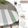 thumbnail image 5 of Sage Green Grey Stripe Round Fitted Tablecloth with Elastic Edge, Waterproof Table Cloth Table Cover for 45"-54" Tables, Modern Farmhouse Vertical Striped Tablecloths for Dining Picnic Indoor Outdoor, 5 of 9