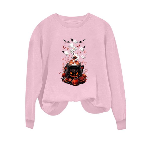 Sweatshirts for Women Halloween Printed Long Sleeve Hoodie Top
