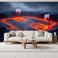 thumbnail image 2 of Basketball Wallpaper Lava Basketball Court Glowing Neon Peel and Stick Wall Murals 69"H x 96"W Removable PVC Wall Paper Self-Adhesive Wall Paintings Art Decor for Bedroom Living Room, 2 of 7