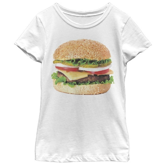 Girl's Lost Gods Cheeseburger Love  Graphic Tee White Small