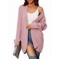 thumbnail image 3 of Womens Oversized Cardigan Sweaters Open Front Cable Knit Lantern Long Sleeve Chunky Outwear Coats Pink L, 3 of 10
