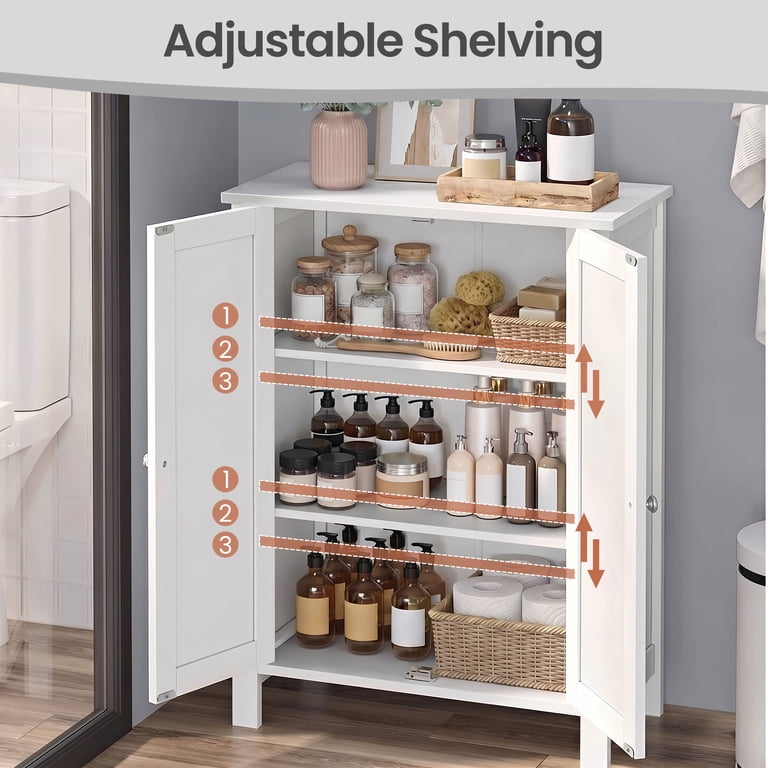 Ledrem Bathroom Storage Floor Cabinet with Adjustable Shelves photo 4