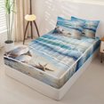 thumbnail image 2 of Homewish Tropical Ocean Beach Zipper Twin Comforter Sets with Fitted Sheet and 2 Pillowcases for Boys Girls,Teens Coastal Starfish Shell Zipper Bedding Set,4-Piece, 2 of 6