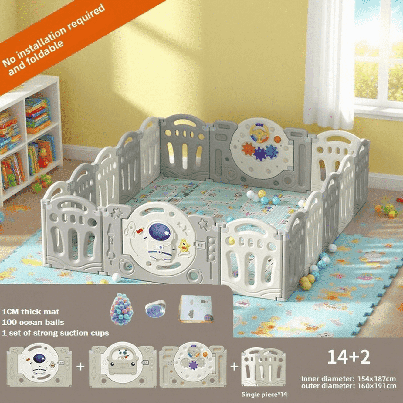 ベビー用セーフティグッズ Fortella Cloud Castle ベビーサークル 14枚 