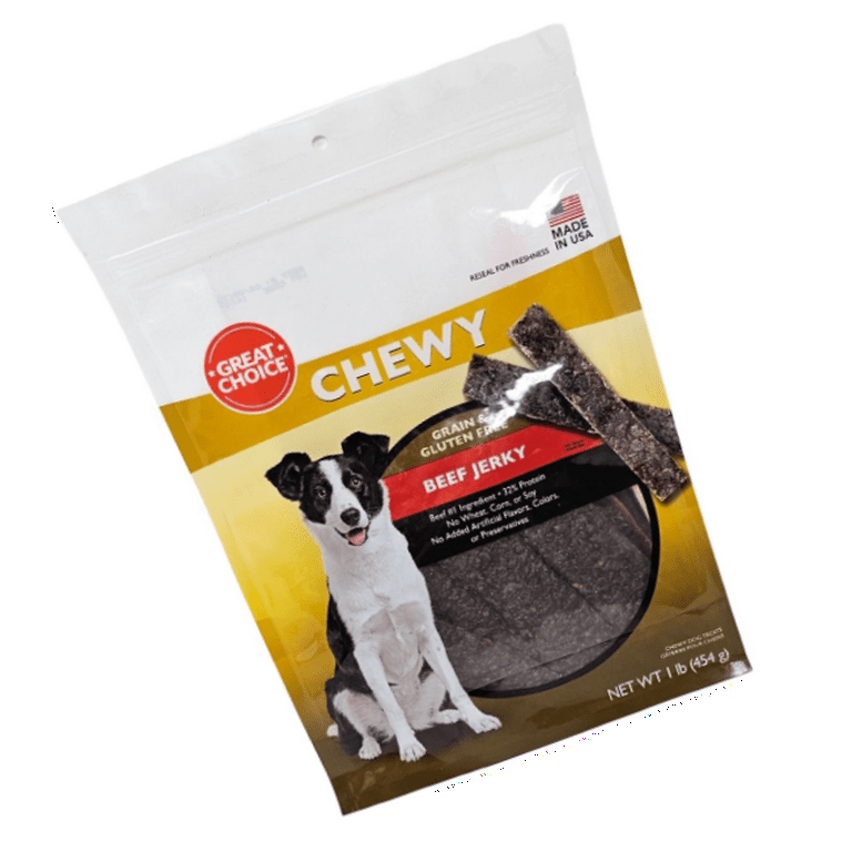 Great Choice Chewy Beef Jerky 1 Pound Bag Dog Treats Walmart