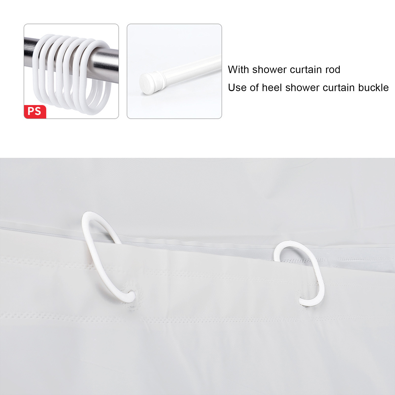 SDJMa Hotel Style Cotton Waffle Shower Curtain with Snap-in Fabric ...