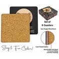 thumbnail image 4 of Inkdotpot Set of 6 Drink Coasters Easy Clean 4-inch SquareCoastersCork Base-Reusable- Cat Quotes, 4 of 8