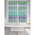 thumbnail image 2 of Purple Green Boho Bathroom Window Curtain, Vintage Ethnic Tribe Abstract Art Light Filtering Coffee Kitchen Curtains, Bedroom Living Room Curtains 2 Panel 84"x63", 2 of 6