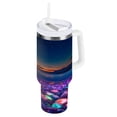 thumbnail image 4 of YAZAOO Tumbler 40oz Insulated Stainless Creative Colorful Beach with Glowing Pebbles Pattern Steel Water Bottles, 4 of 9