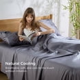 thumbnail image 6 of U by Bedsure 100% Rayon Derived from Bamboo Queen Sheet Set, 4 Piece Cooling 16" Deep Pocket Soft Bed Sheets, Dark Gray, 6 of 10