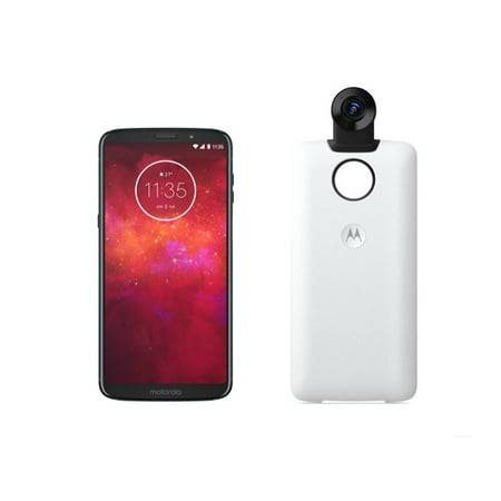 Motorola Moto Z3 Play 64GB Unlocked Smartphone Deep Indigo with Moto 360 Camera