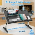 thumbnail image 4 of EVETTO Laptop Bed Desk, X-Large Leather Adjustable Computer Bed Table Tray, Foldable Laptop Lap Desk for Bed Sofa Couch Floor Writing Eating Working with Drawer 2 Mo, 4 of 6