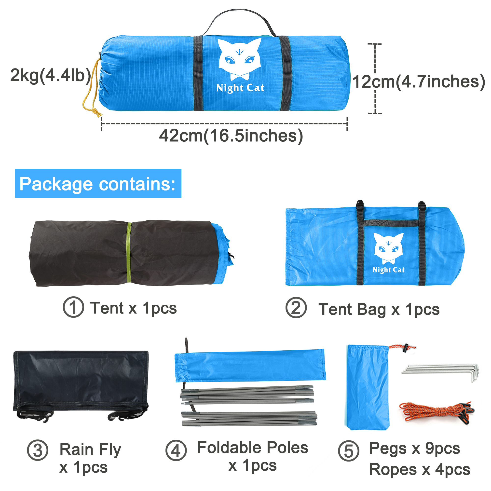 Night Cat Backpacking Tent for One 1 to 2 Persons Lightweight ...