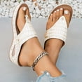 thumbnail image 3 of Rokment Women's Orthopedic Wedges Flip Flops Dress Sandals 2026 Summer Fashion Casual Comfortable Leather Platform Arch Support Walking Thongs Beach Slip on Slides Beige Size 6, 3 of 7