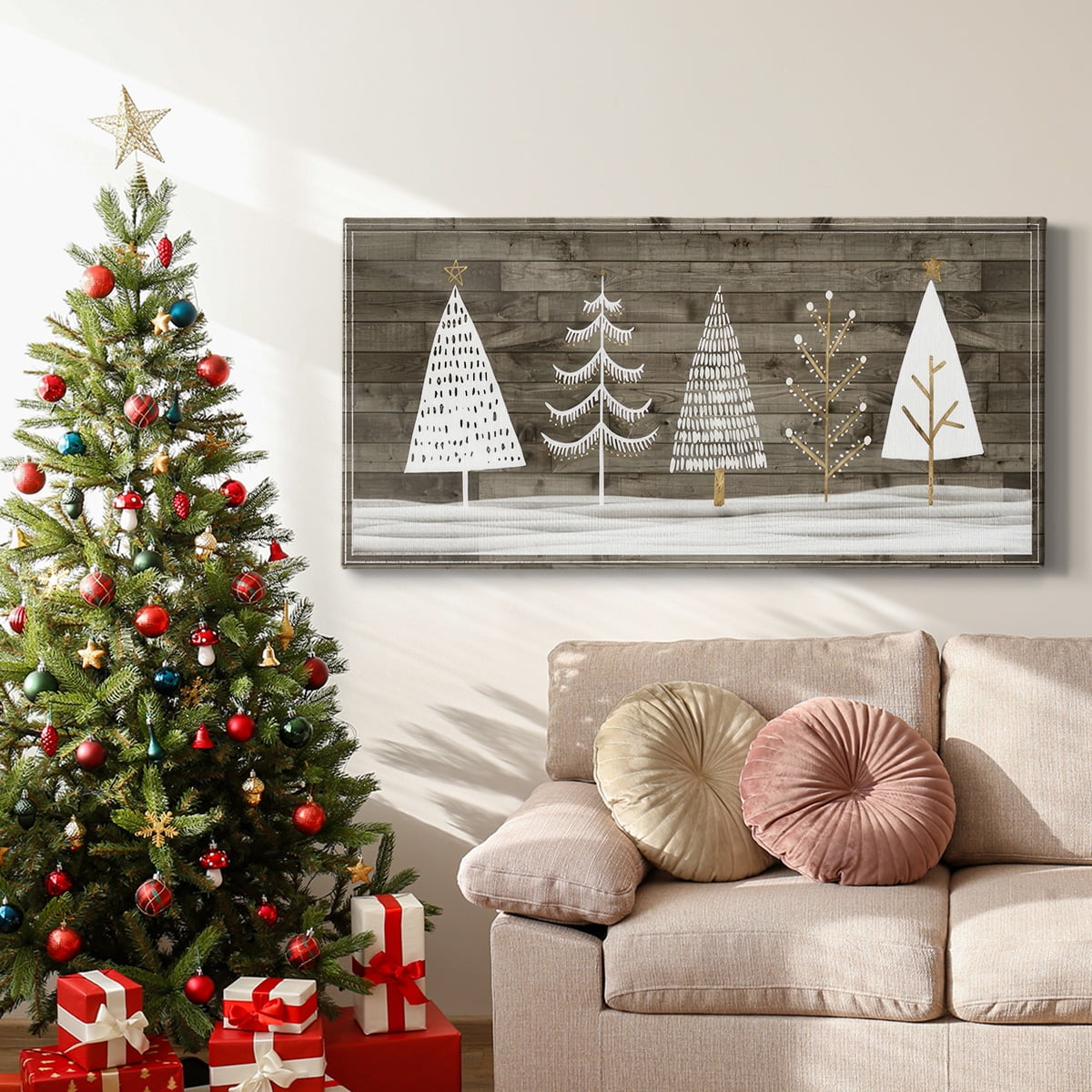 Wooded White Christmas Collection D- Gallery Wrapped Canvas