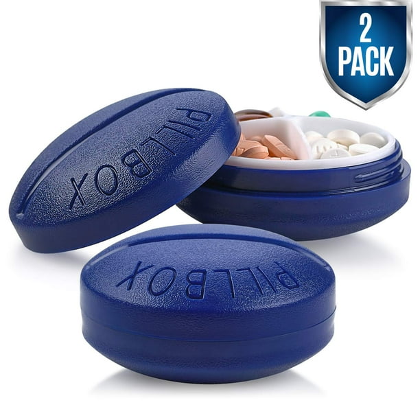 MEDca Small Pill Boxes, Pack of 2, Mini Compact Round Portable 4