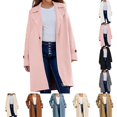 thumbnail image 3 of Long Sleeve Solid Color Coat Casual Long Jacket Vintage Turn Down Collar Coats, 3 of 8