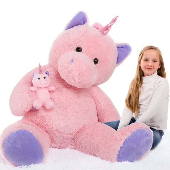 Tezituor 51'' Giant Pink Unicorn Plush Toys Mommy & Baby Unicorn Stuffed Animal