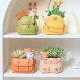 thumbnail image 6 of Mdesiwst Plant Pot Cartoon Schoolbag Shape Handmade Microlandscape Multi-Purpose Desk Mini Ornament Bright Color Small Resin Succulent Pot Home Decor, 6 of 7