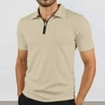 thumbnail image 2 of Men Shirts Summer Chest Pocket Zipper Lapel Short Sleeve Comfortable Polo Business Tops, 2 of 9