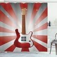 thumbnail image 1 of Ambesonne Guitar Shower Curtain, Musical Item Sunburst Effect, 69"Wx70"L, Vermilion White, 1 of 3