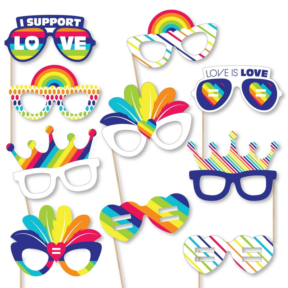 Big Dot of Happiness Love is Love Gay Pride Glasses Paper Card