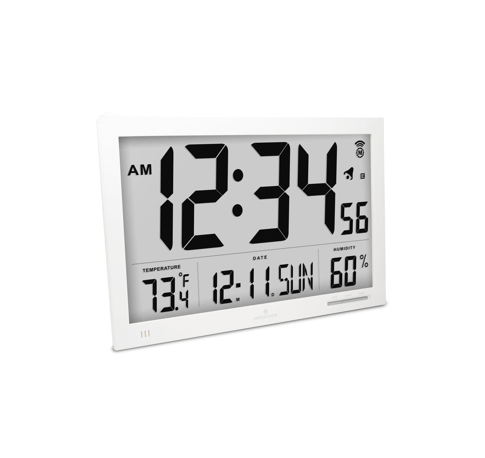 Marathon CL030062WH SlimJumbo Atomic Digital Wall Clock White