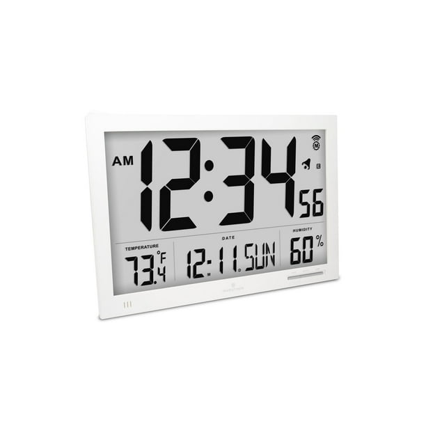 Marathon CL030062WH SlimJumbo Atomic Digital Wall Clock White