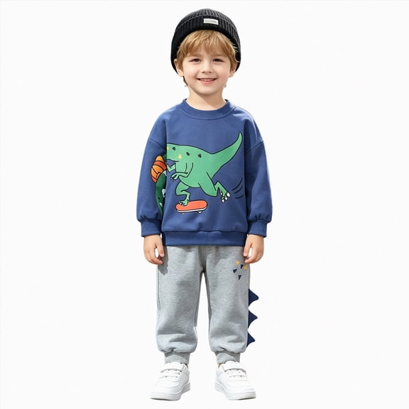 Leey-World 3t Boy Clothes Toddler Baby Boy Fall Winter Clothes Animals Parrem Long Sleeve Sweatshirt Pullover Tops Pants Outfit Set(Blue,5-6 Years)
