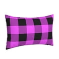 thumbnail image 2 of Naloa Purple Black Buffalo Plaid Pillowcase, Throw Pillowcase, Wrinkle-Free, Stain-Resistant with Hidden Zipper for Bedroom Sofa - 20"x30", 2 of 9
