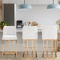 thumbnail image 4 of Summit Living 24 inch White & Gold Counter Stools with Back Set of 3 for Kitchen Dining Faux Leather Bar Stools, 4 of 11