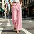 thumbnail image 2 of ZHYou No Boundarie Flowy Pants for Women Tied Elastic Waisted Breathable Lightweight Casual Wide Leg Trousers,Pink,Size 2XL, 2 of 8