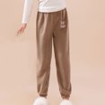 thumbnail image 5 of Children's Fleece Leggings Pants Solid Color Thermal Warm Elastic Waist Pant Casual Comfortable Legging for Kids Coffee 12-13 Years, 5 of 5