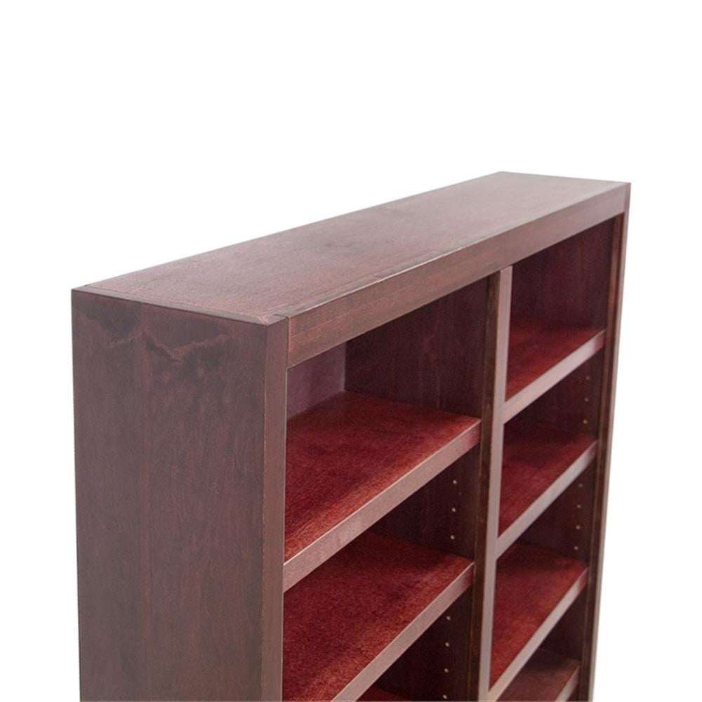 Bowery Hill Traditional 84" Tall 12-Shelf Double Wide Wood Bookcase in Cherry