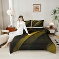 thumbnail image 4 of Feelyou Yellow Abstract Ombre Bedding Comforter Set for Teen, Chic Geometric Stripes Twin Comforter Sets, Square Rectangle Reversible Bedding Set, Luxury Bedroom Decor, 2pcs, 4 of 8
