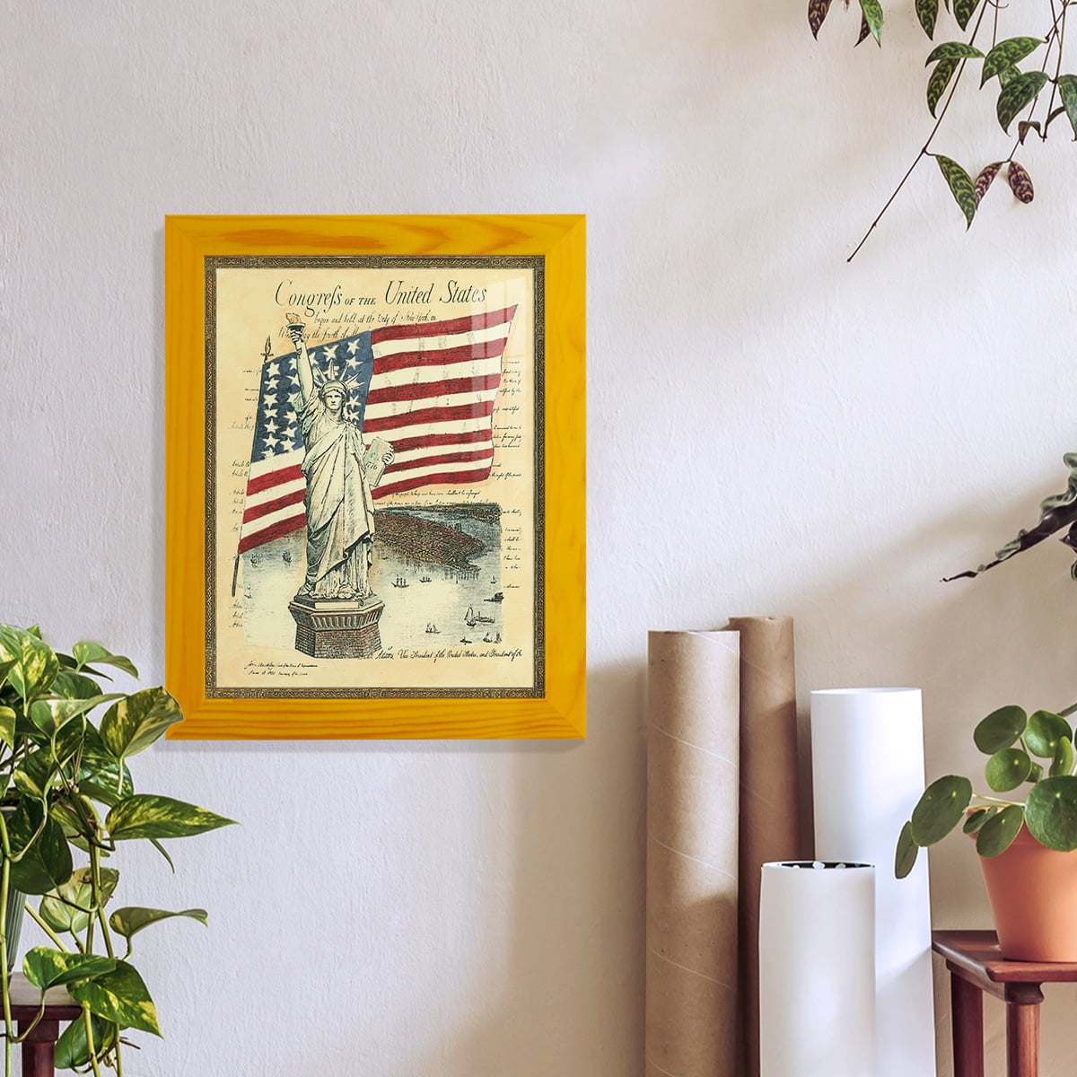 USE D # Proud To Be An American I -Framed Print w/glass-Sunflower Yellow