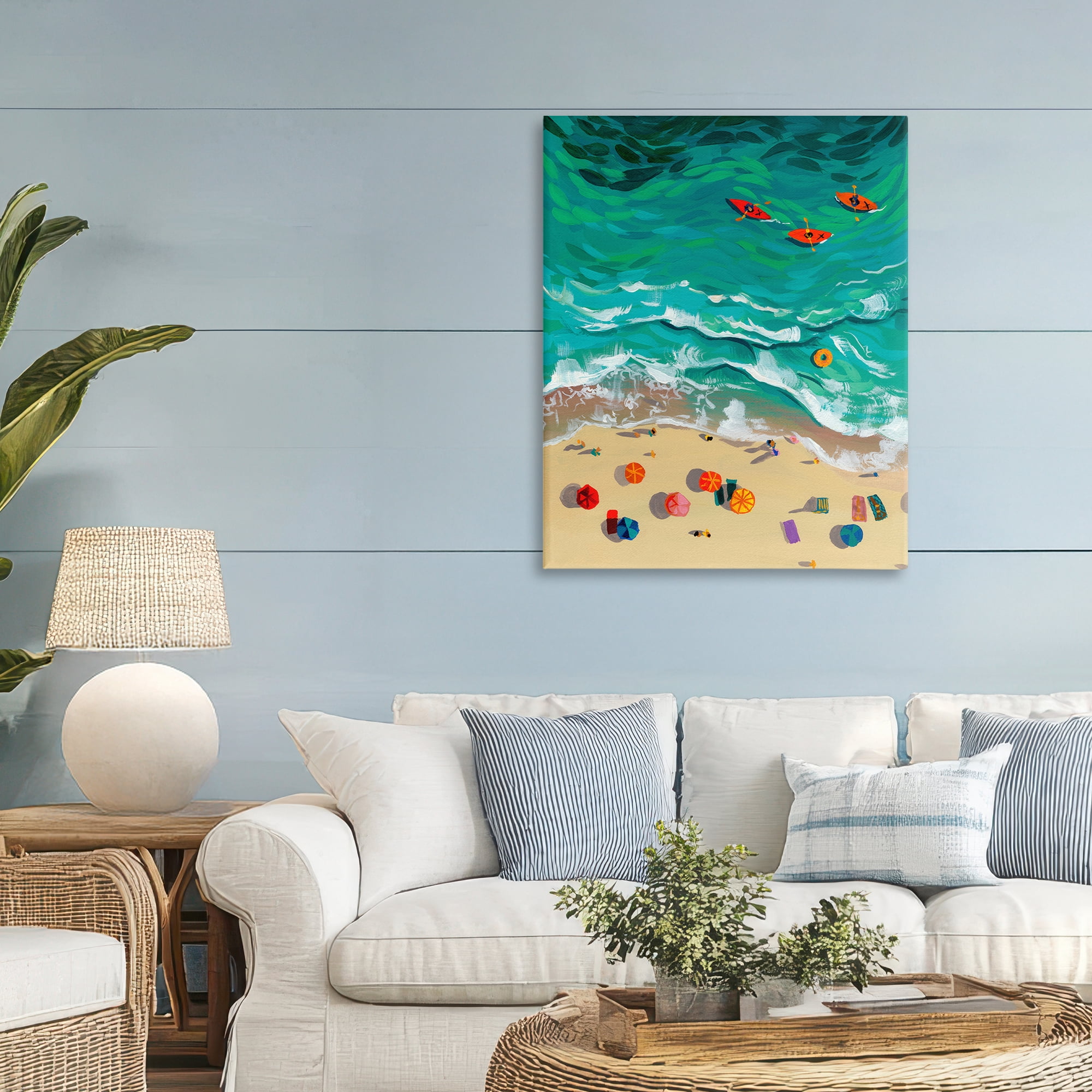 Stupell Industries Three Kayaks in Turquoise Waves Canvas Wall Art, design by Brook Page