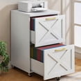 thumbnail image 1 of Conate Classeur Roulant en Bois à 2 Tiroirs avec Roues Verrouillables, Classeur Vertical Portable pour Bureau à Domicile, Support d'Imprimante en Bois, 1 of 7