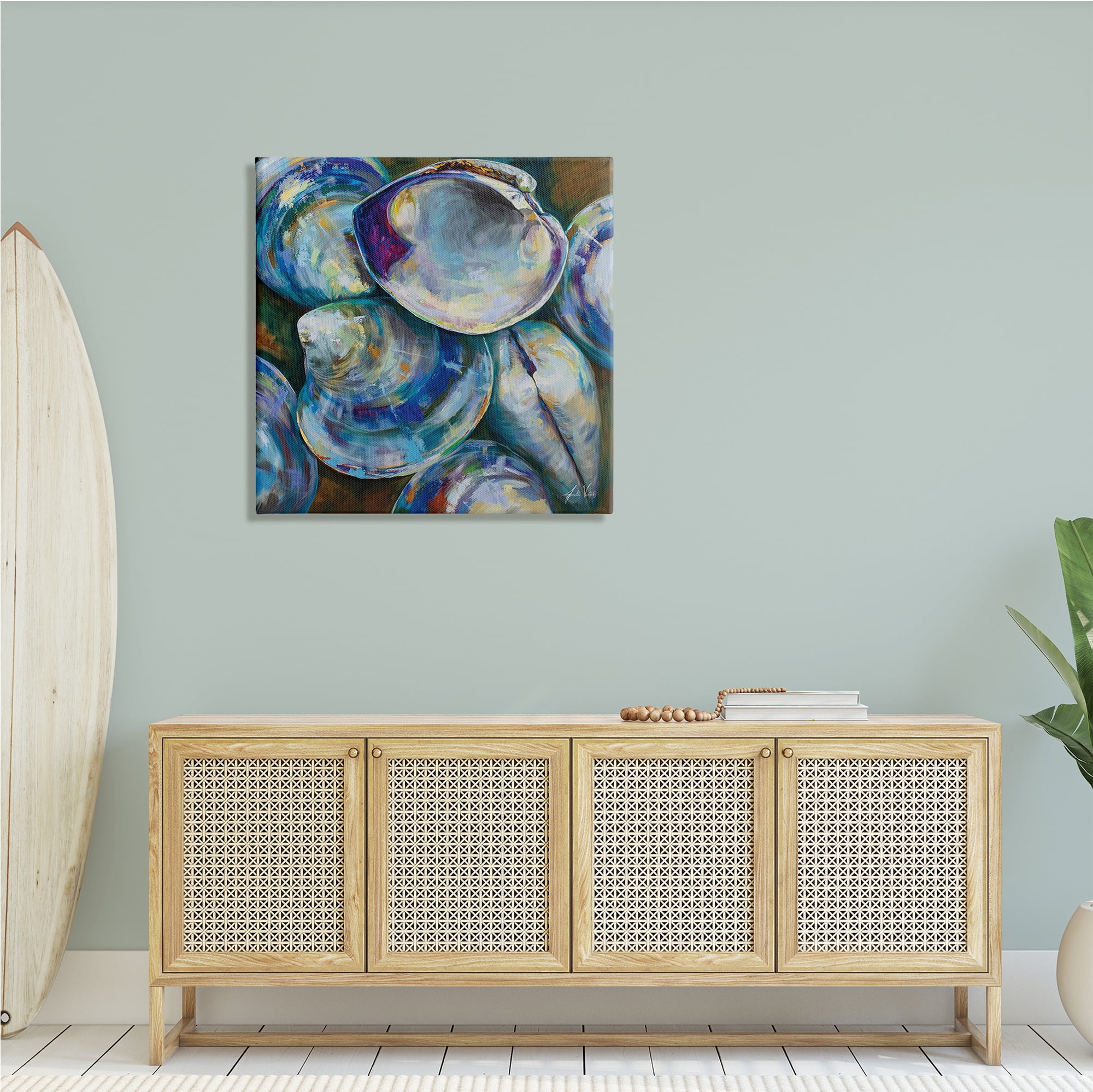 Stupell Industries Modern Clam Shells Coastal Invertebrate Seashell Expressive Painting, 30 x 30, Design by Jeanette Vertentes