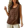 thumbnail image 4 of Womens Linen Embroidered Tank Tops 2026 Trendy Summer Casual Loose Fit Crewneck Sleeveless Shirts Fashion Ladies Blouses, 2XL, 4 of 7