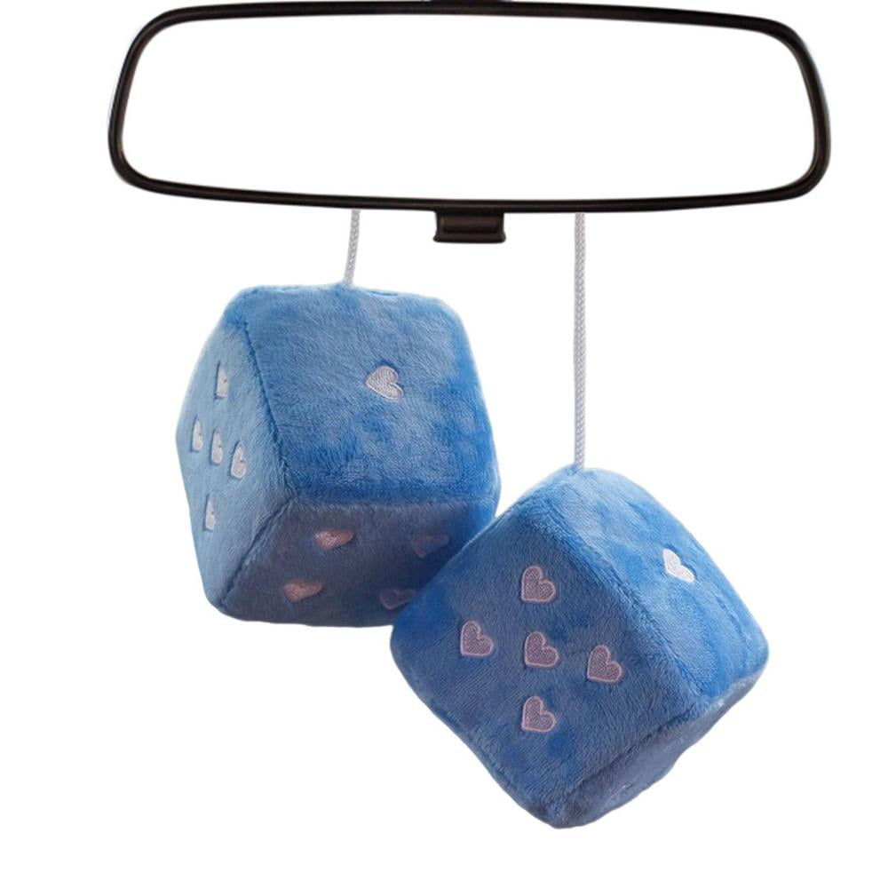Tohuu Car Mirror Dice Plush Dice with HeartShaped Dots for Rear View Mirror Decorative Pendant