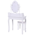 thumbnail image 4 of Pemberly Row Pine Wood Vanity Table Set with Dressing Table and Stool in White, 4 of 9