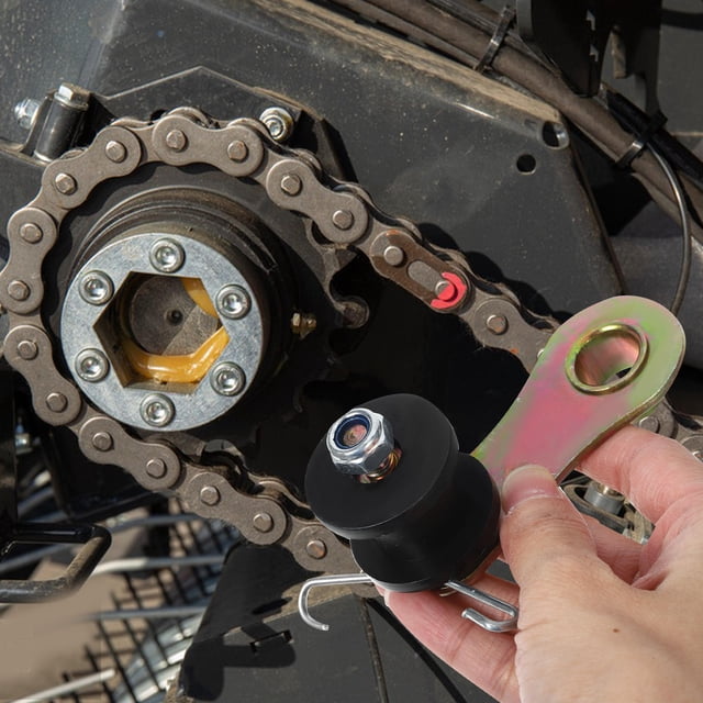 ETHZZLE Motorcycle Chain Tensioner Guide Assembly in Black Durable Iron and Plastic for Easy Installation