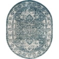 thumbnail image 1 of Unique Loom Isabella High-Low Pile Border Rug 7' 10 x 10' Oval Blue/Ivory, 1 of 1